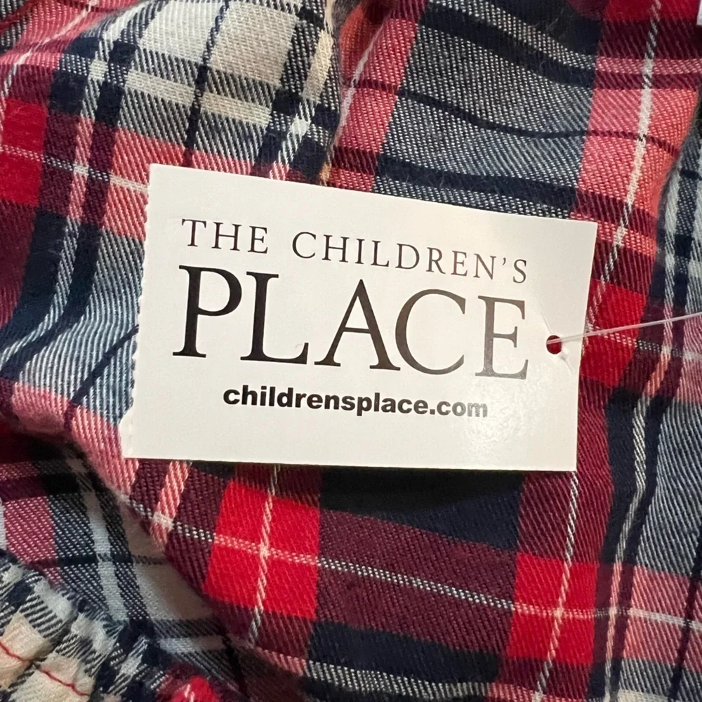 The Children's Place girls Plaid Twill Tiered Short Sleeve Dress Size L (10/12) - Picture 5 of 6